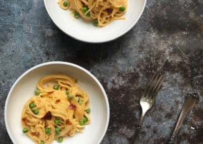 Cheesy Pasta with Peas